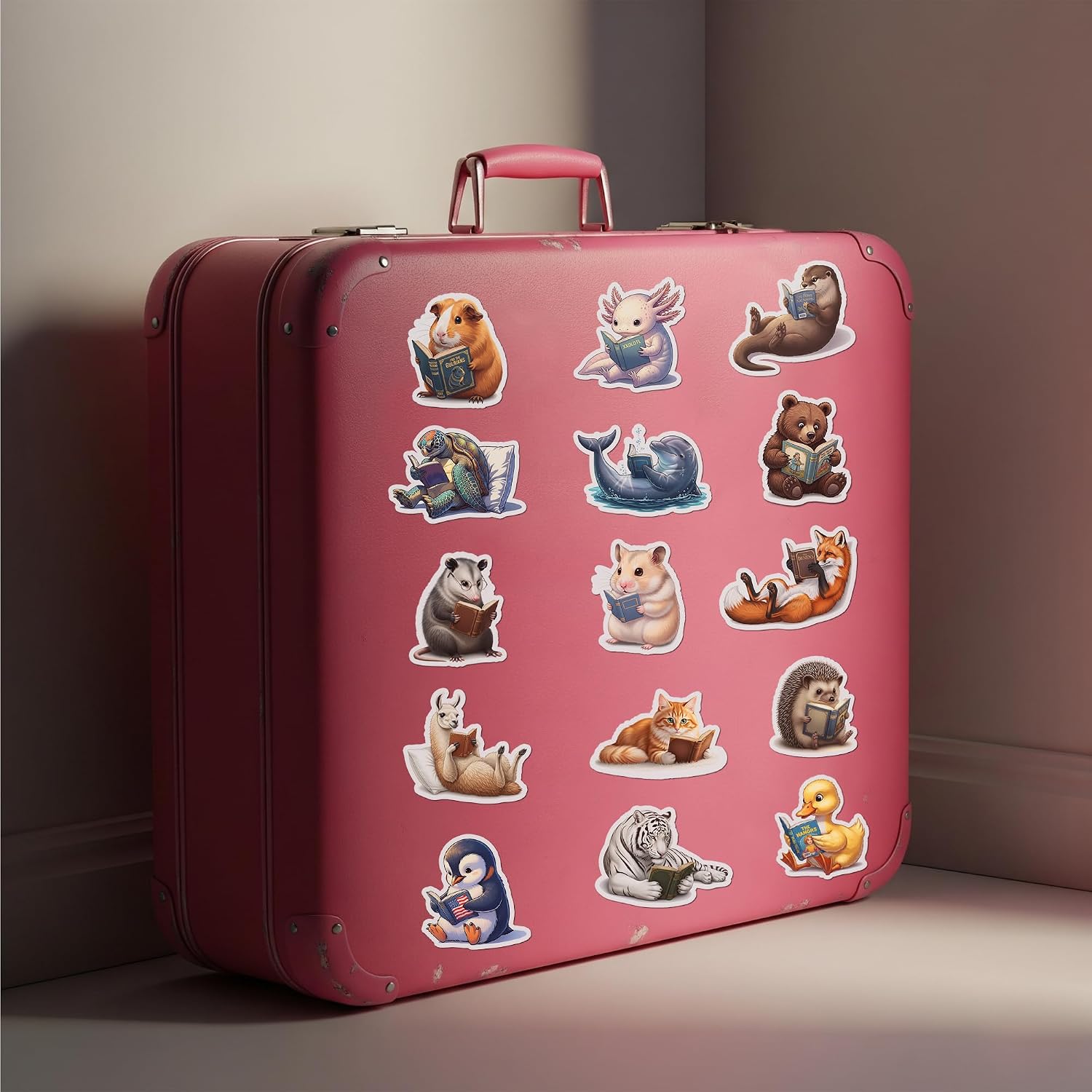 30 PCS Reading Animals Vinyl Stickers Set, Cute Book-Themed Designs,Love Reading,Waterproof Decals for Laptops and Water Bottles - Image 2