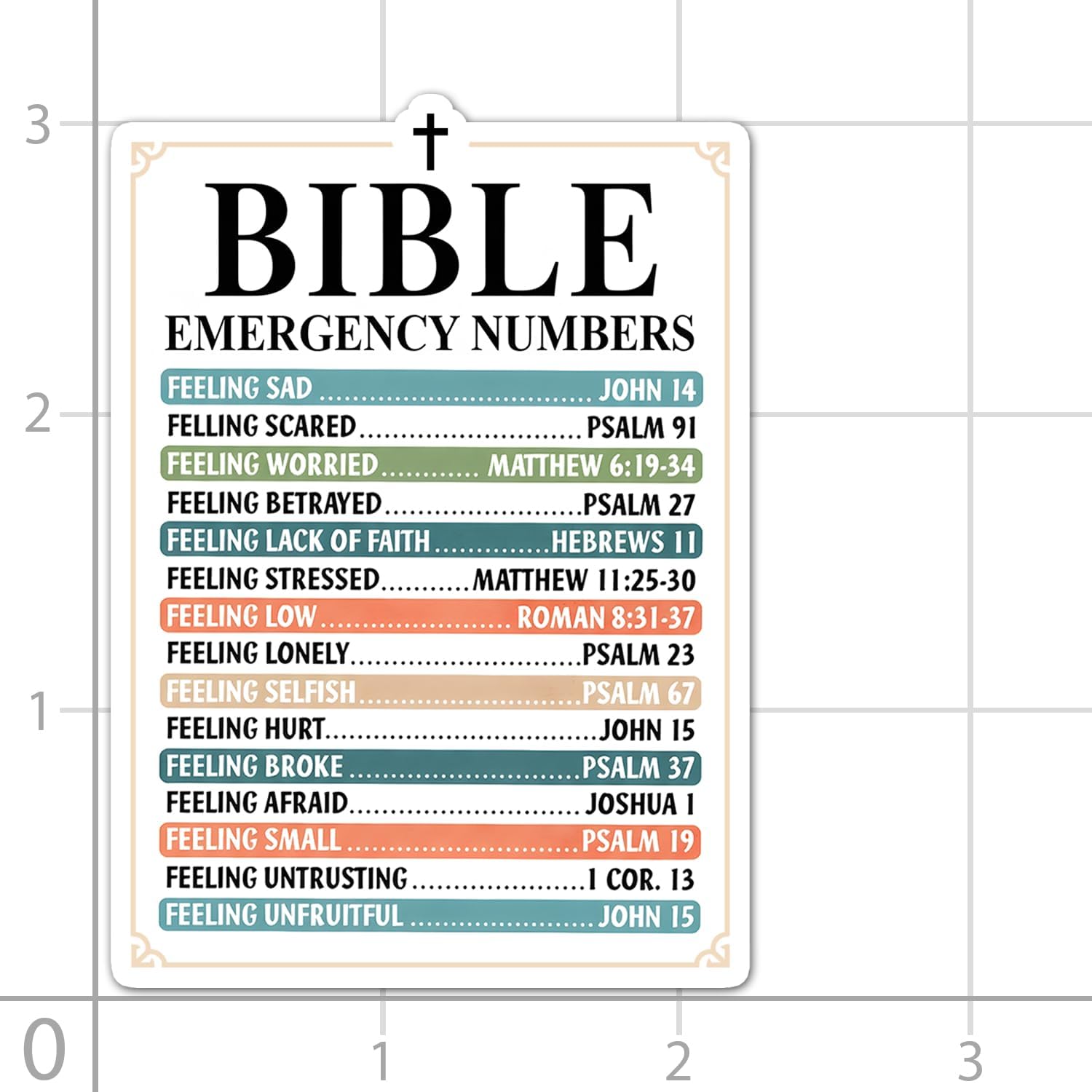 3 Pcs Bible Emergency Numbers Wall Stickers, Inspirational Scripture Verses for Emotional Support, Decorative Cross Design - Image 2