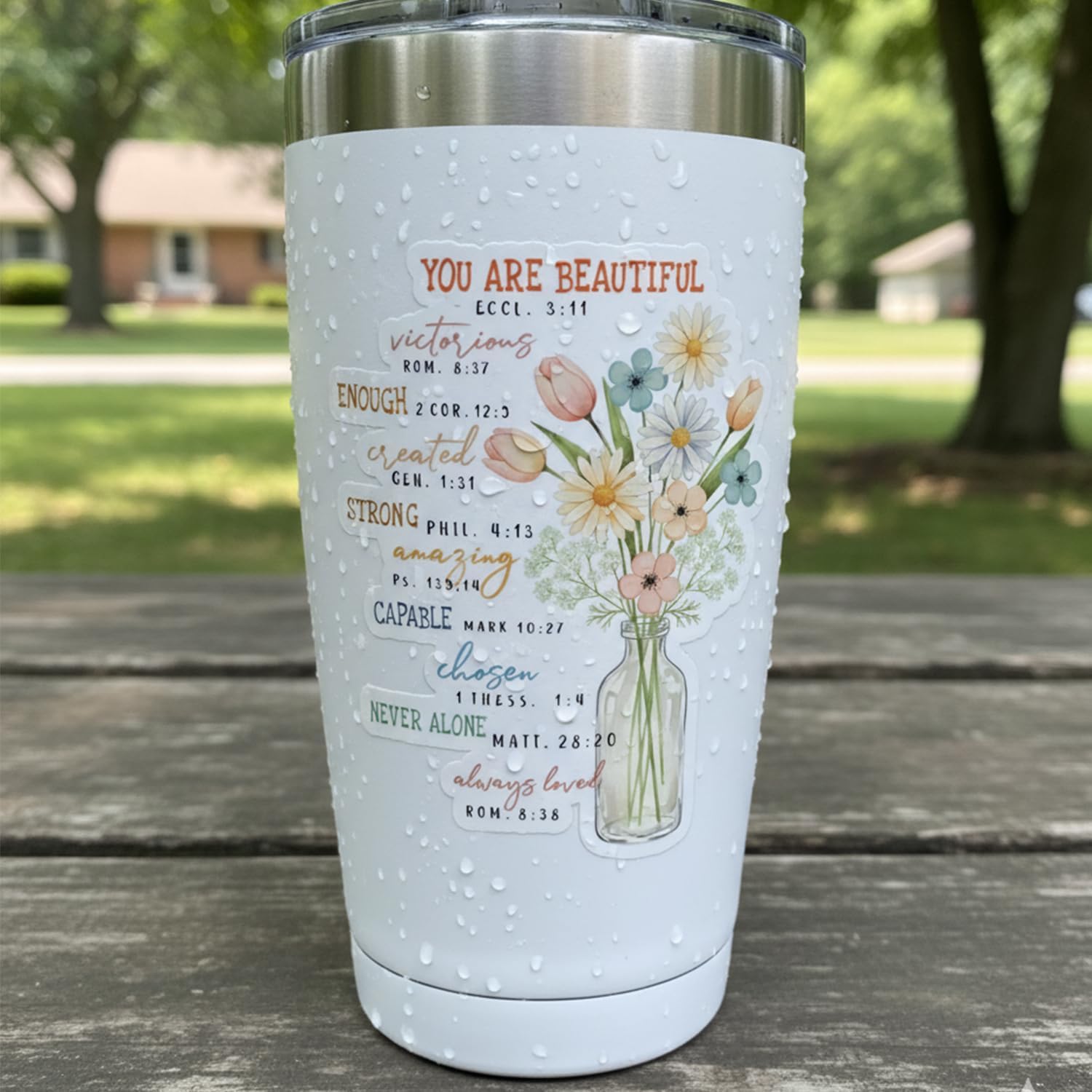 (3Pcs) Flower You are Beautiful Chosen Bible Verse Sticker, Christian Faith Sticker– Christian Inspirational Scripture Decal, Vinyl Sticker for Laptop, Water Bottle, Phone, Journal, Gift for Believers - Image 4