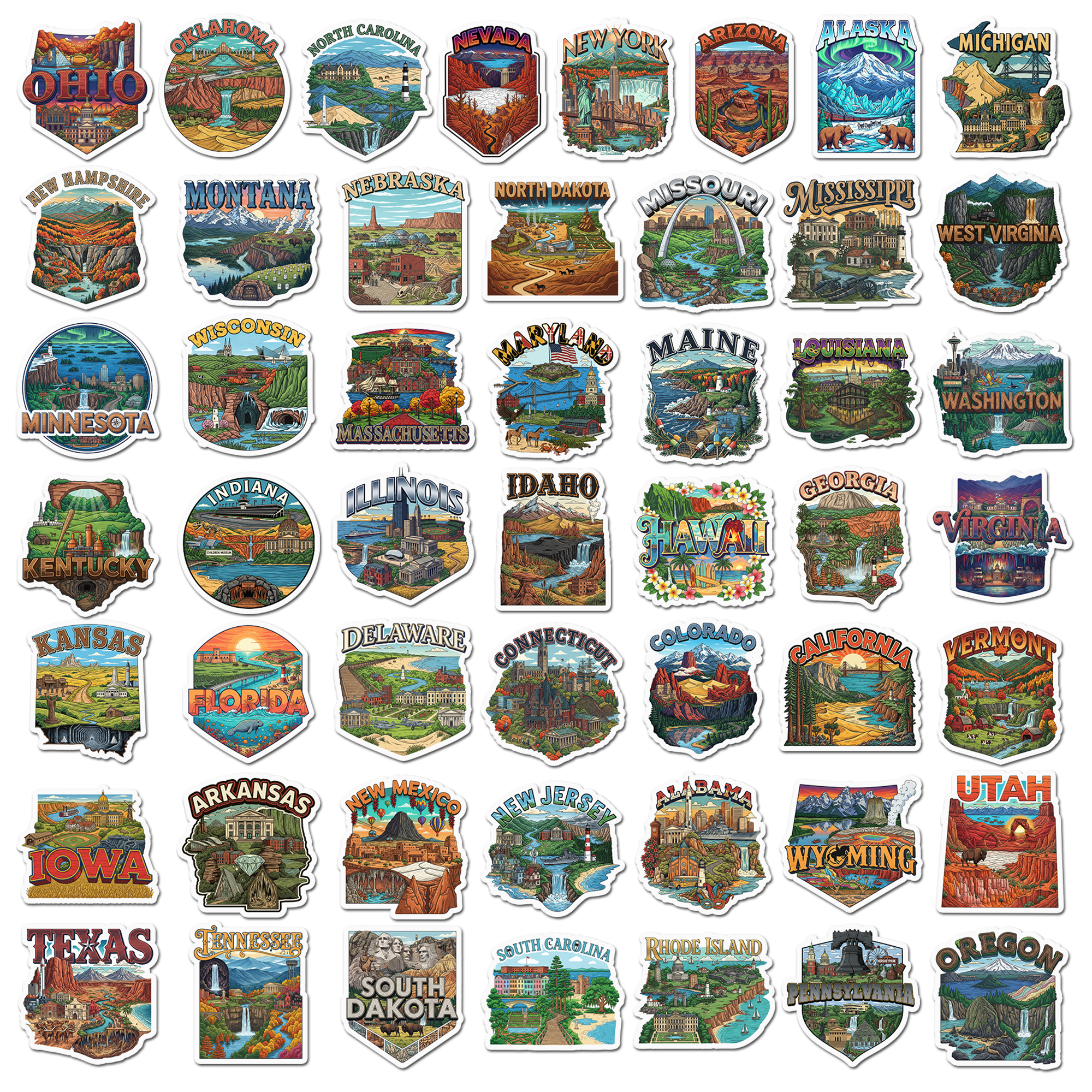 (50 PCS) States Stickers USA Map United States Waterproof Vinyl Decals Pack Travel RV Camper Accessories Water Bottle Laptop Phone Case Kids Adults America Souvenir Gift Aesthetic - Image 3